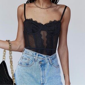 Princess Polly Black Lace Corset Bodysuit
